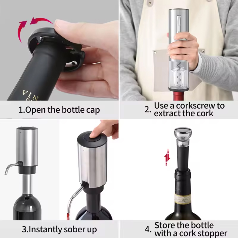 Wine Opener Electric - 4'ü 1 Arada Şarj Edilebilir Elektrikli