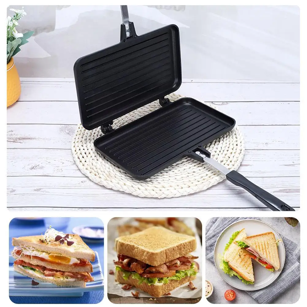 Sandwich Press Grill - Çift Taraflı kızartma tavası Yapışmaz Sandviç