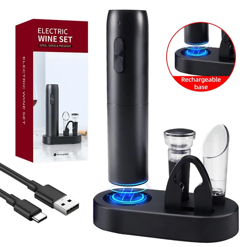 Wine Opener Electric - Elektrikli Şarap Şişe Açacağı Otomatik Kırmızı